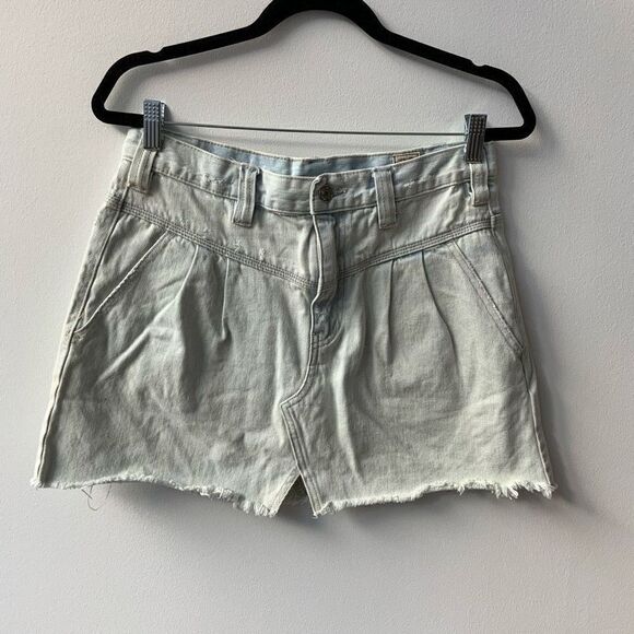 We the Free Light Wash Western Yoke Seam Denim Mini Skirt Size 28 - Picture 1 of 6